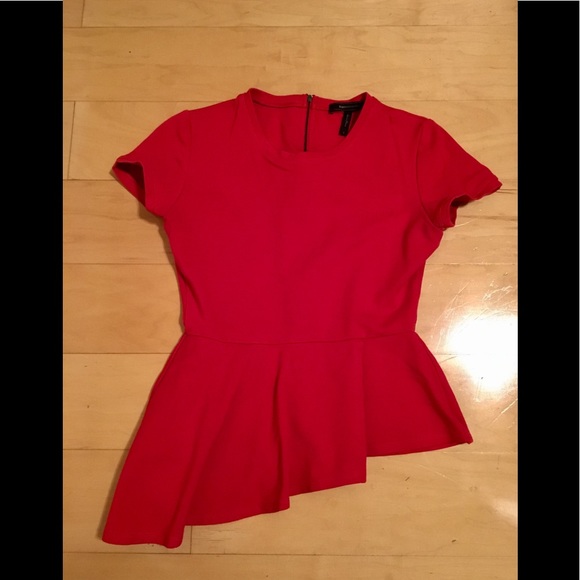 BCBG Red Peplum cotton shirt - Picture 3 of 7